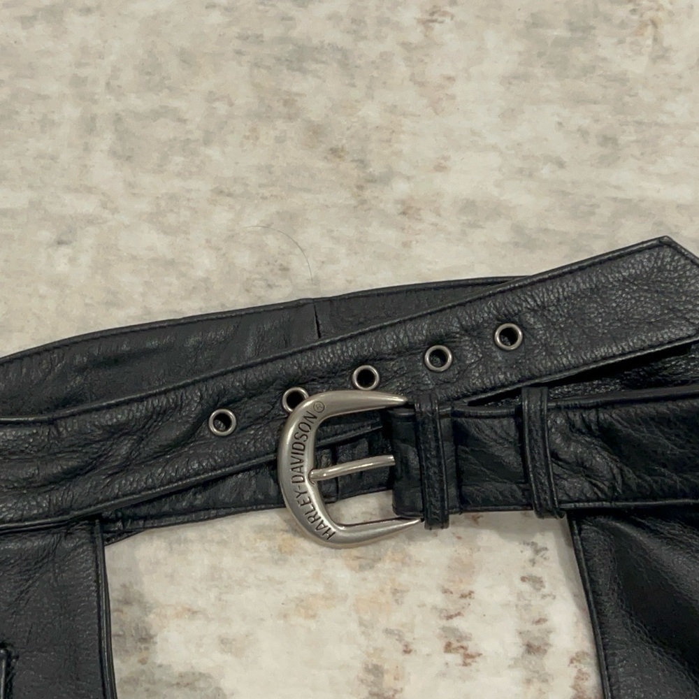 Harley Davidson Leather Motorcycle Riding Chaps Pants Size Large - Picture 6 of 12
